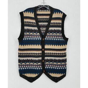 Jean-Paul Germain Mens Multicolor Fair Isle Virgin Wool Sweater Vest Sz XL